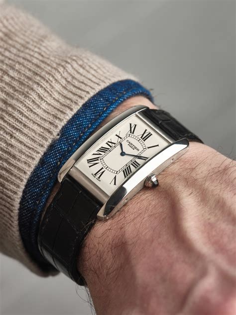 cartier tank americaine on wrist